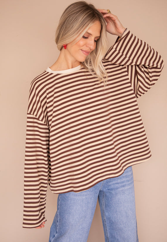 Sadie Stripe Beige/Choco - Longsleeve