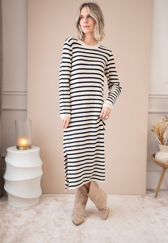 Sya Stripe Beige/Black - Dress