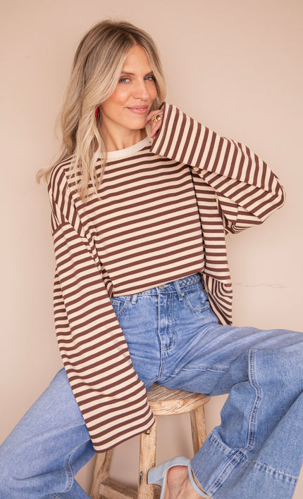 Sadie Stripe Beige/Choco - Longsleeve