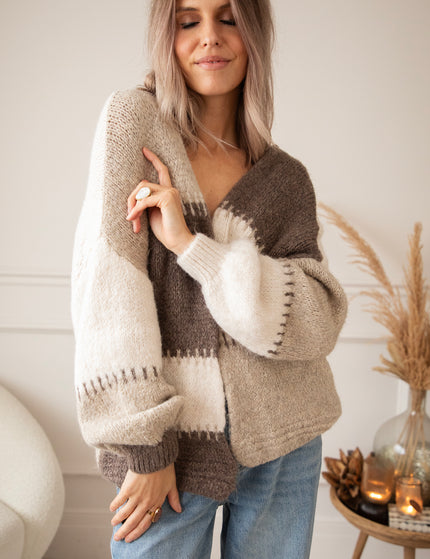Soft Stitch Taupe/Beige - Cardigan