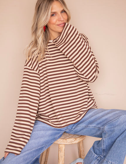 Sadie Stripe Beige/Choco - Longsleeve