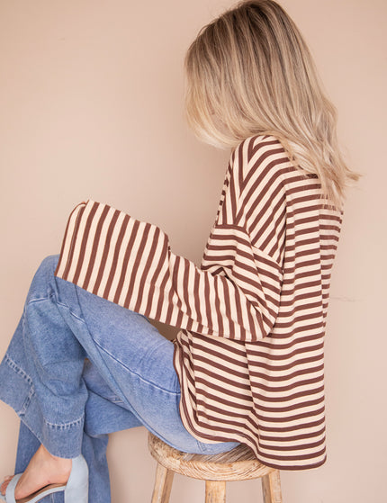 Sadie Stripe Beige/Choco - Longsleeve