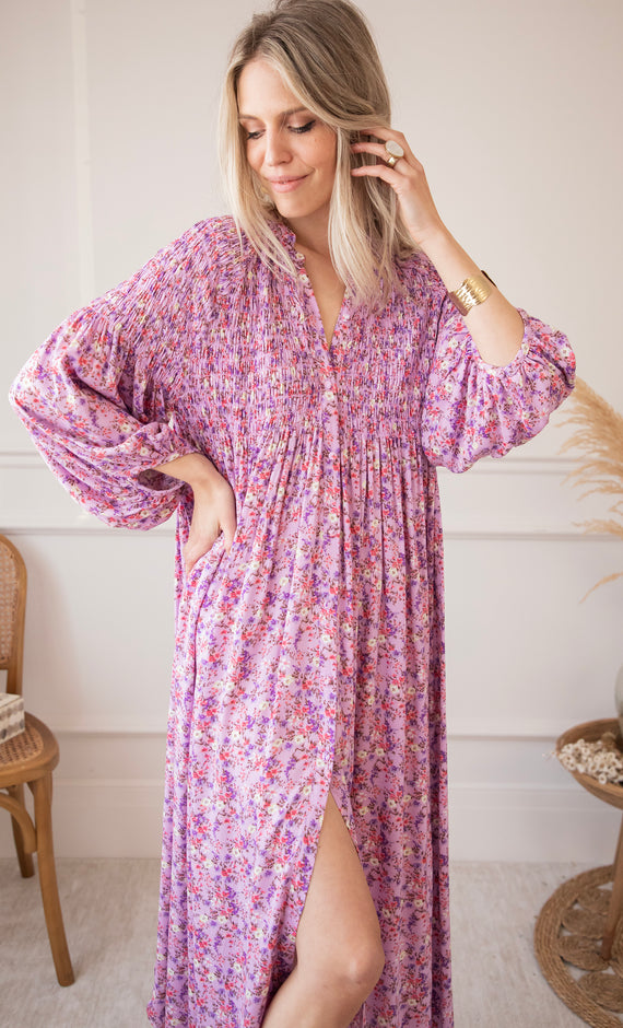 Joyce Bloom Girly Pink - Maxi Jurk