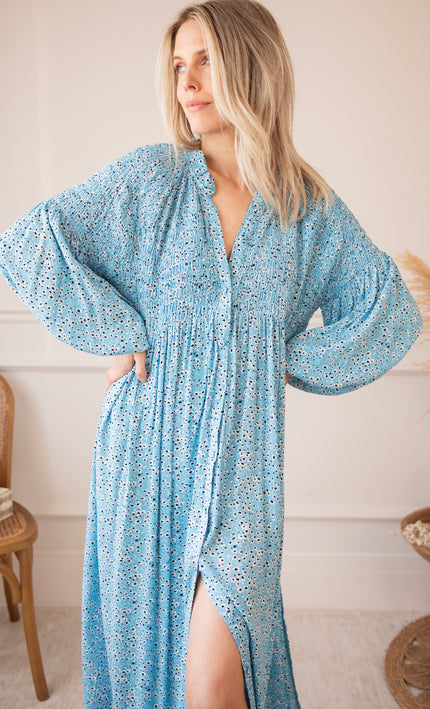 Joyce Bloom Sky Blue - Maxi Jurk