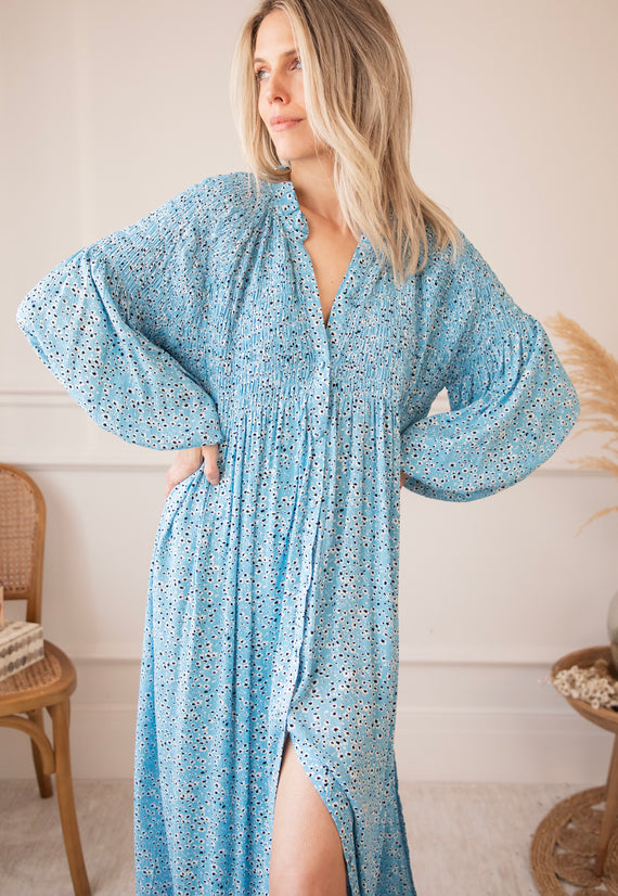 Joyce Bloom Sky Blue - Maxi Dress