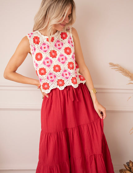 Top - Crochet Blooms - Beige/Rosa