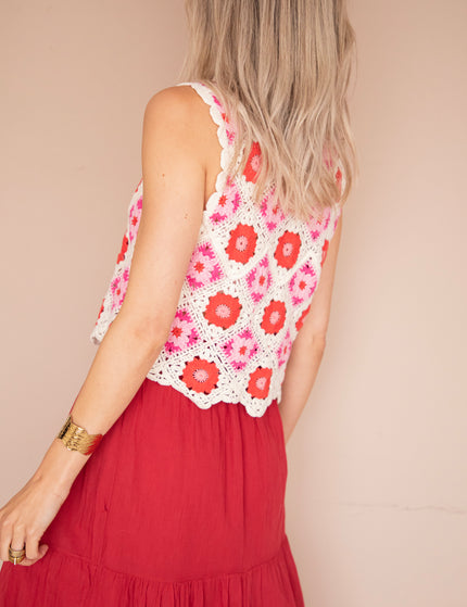 Top - Crochet Blooms - Beige/Rosa