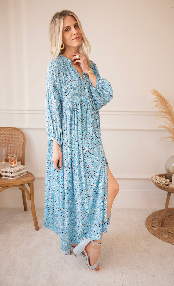 Joyce Bloom Sky Blue - Maxi Dress