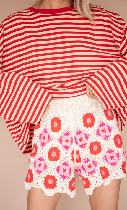 Crochet Blooms Beige/Pink - Short