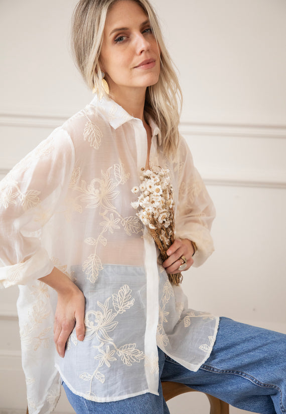 Flower Mist White/Beige - Blouse