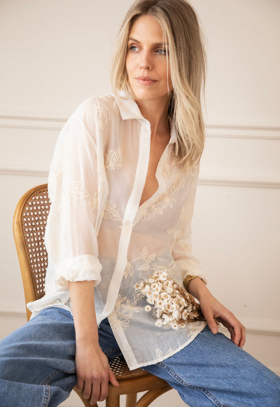 Flower Mist White/Beige - Blouse