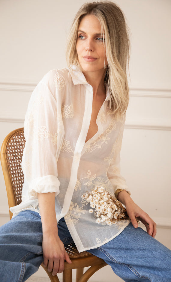 Flower Mist White/Beige - Blouse