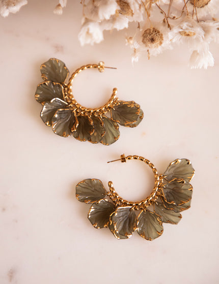 Leaves All Around Olive - Earrings