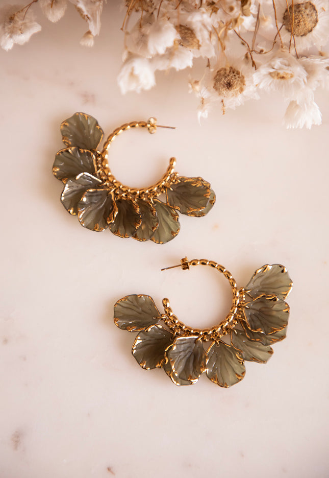 Leaves All Around Olive - Earrings