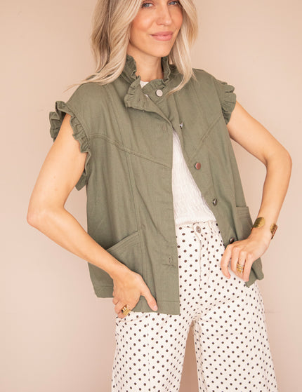 Sleeveless Ruches Kaki - Jacket