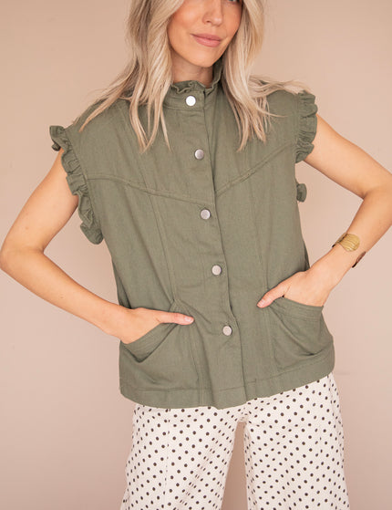 Sleeveless Ruches Kaki - Jacket