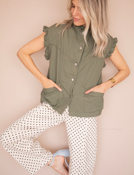 Sleeveless Ruches Kaki - Jacket