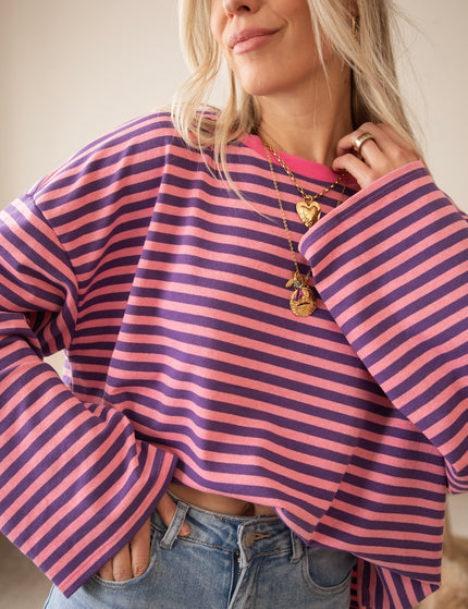 Sadie Stripe Pink/Dark Blue - Longsleeve