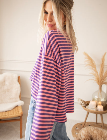 Sadie Stripe Pink/Dark Blue - Longsleeve