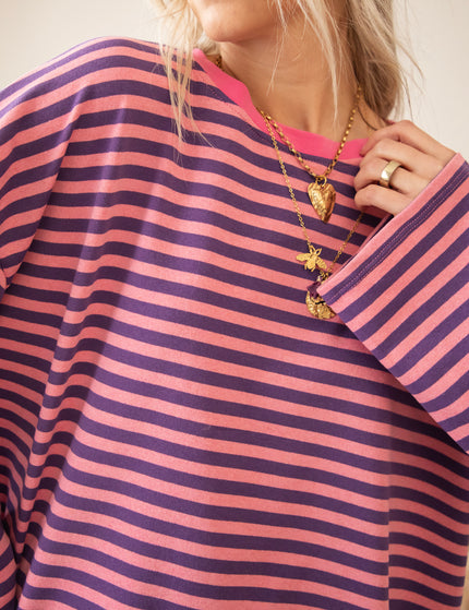 Sadie Stripe Pink/Dark Blue - Longsleeve