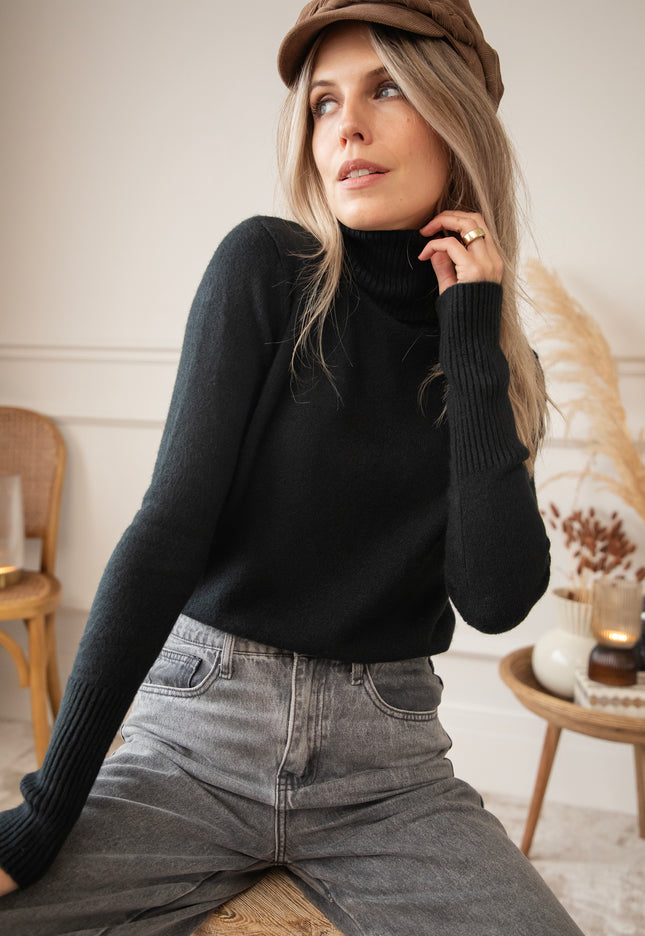 Comfy Billie Turtle Black - Sweater