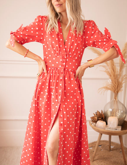 Jeanne Dots Red - Maxi Jurk