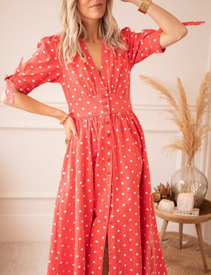 Jeanne Dots Red - Maxi Jurk