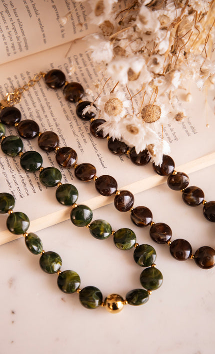 Melted Marble Moss Green - Necklace