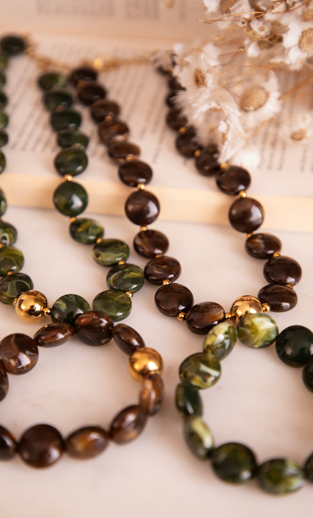 Melted Marble Moss Green - Necklace