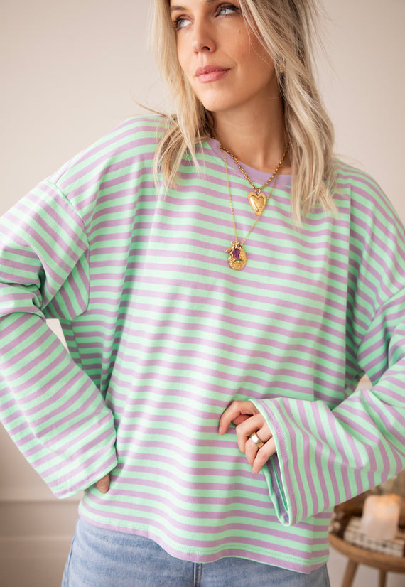 Sadie Stripe Lila/Mint - Longsleeve