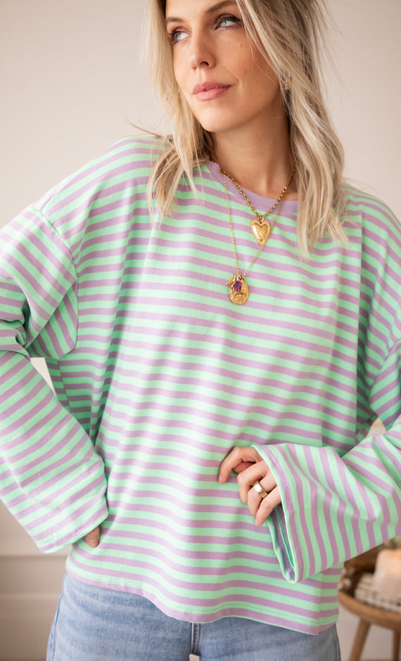 Sadie Stripe Lila/Mint - Longsleeve