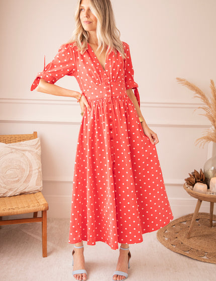 Jeanne Dots Red - Maxi Jurk