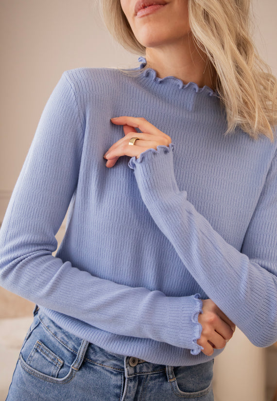 Cute Collar Ruches Blue - Longsleeve
