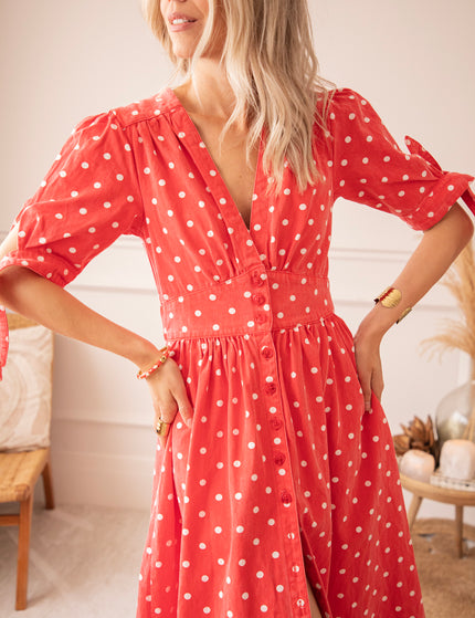 Jeanne Dots Red - Maxi Jurk