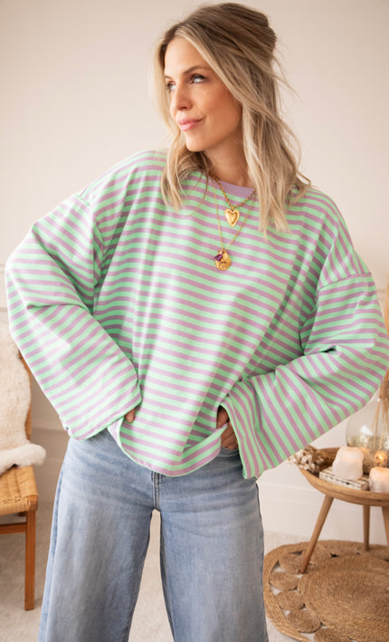 Sadie Stripe Lila/Mint - Longsleeve