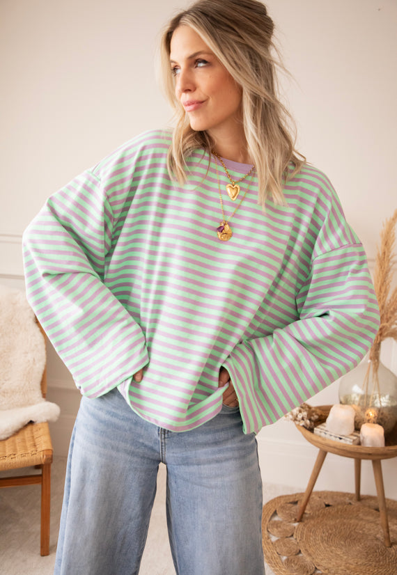 Sadie Stripe Lila/Mint - Longsleeve