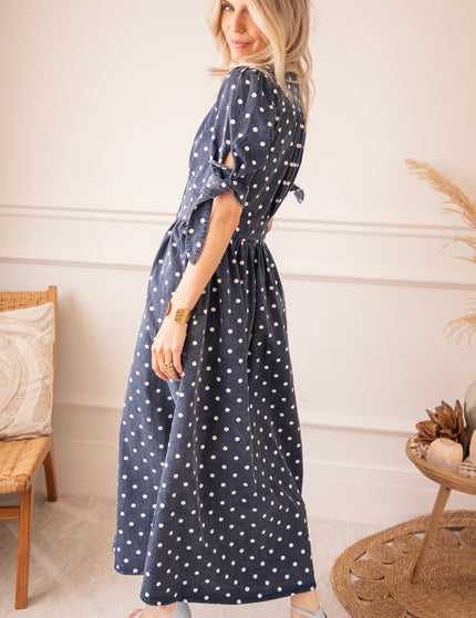 Jeanne Dots Dark Blue - Maxi Jurk