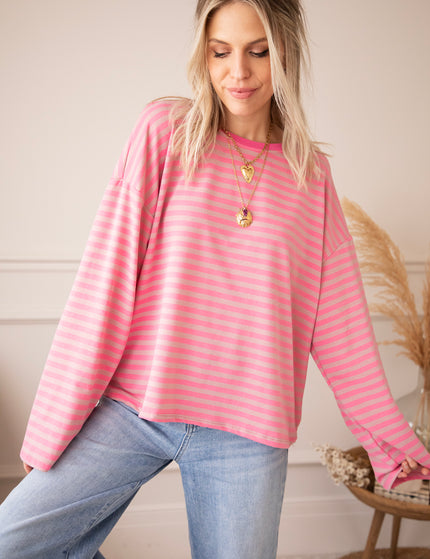 Sadie Stripe Pink/Taupe - Longsleeve