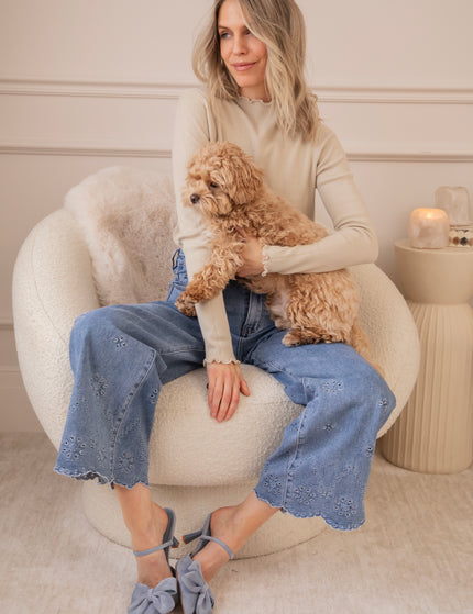 Cute Collar Ruches Café Au Lait - Longsleeve