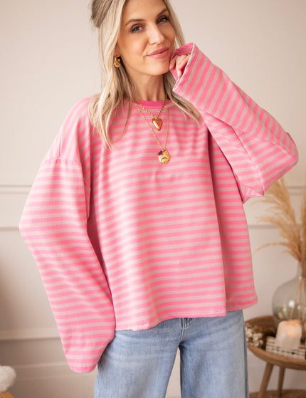 Sadie Stripe Pink/Taupe - Longsleeve