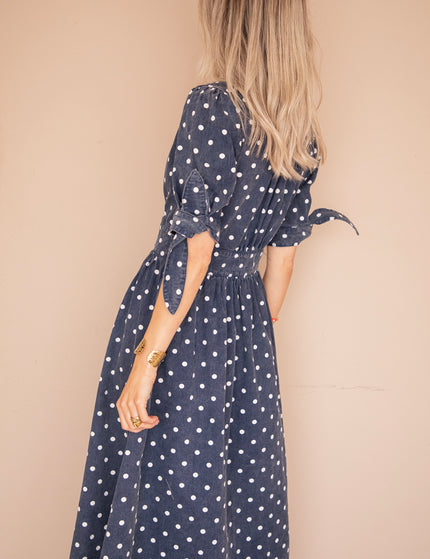 Jeanne Dots Dark Blue - Maxi Jurk