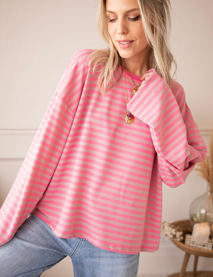 Sadie Stripe Pink/Taupe - Longsleeve