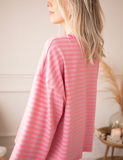 Sadie Stripe Pink/Taupe - Longsleeve