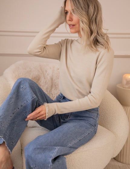 Cute Collar Ruches Café Au Lait - Longsleeve