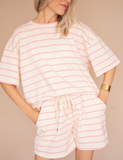 T-Shirt - Stripe Escape - Beige/Pink