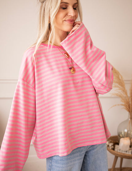 Sadie Stripe Pink/Taupe - Longsleeve