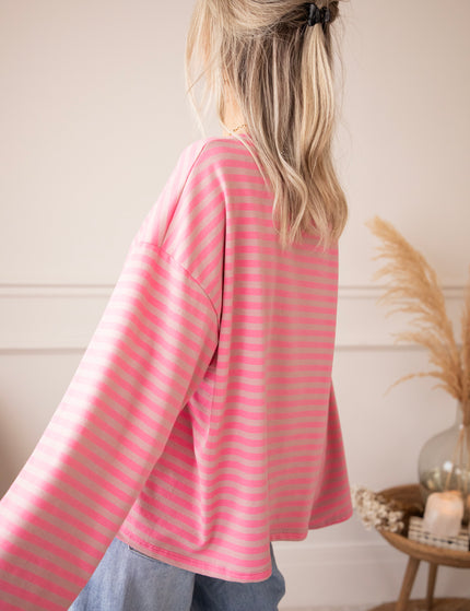 Sadie Stripe Pink/Taupe - Longsleeve