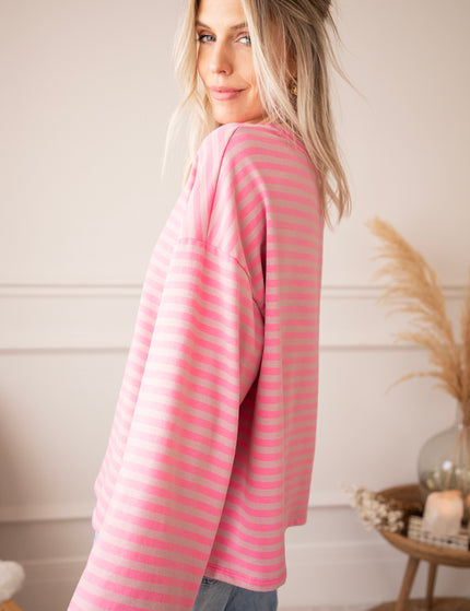 Sadie Stripe Pink/Taupe - Longsleeve