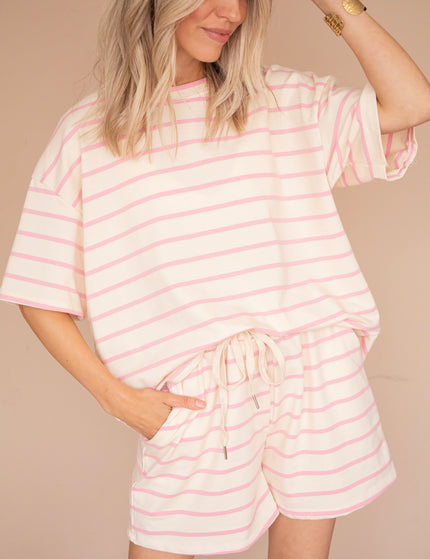 T-Shirt - Stripe Escape - Beige/Pink