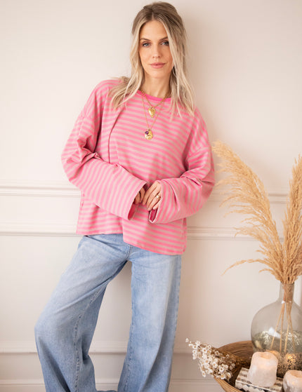 Sadie Stripe Pink/Taupe - Longsleeve